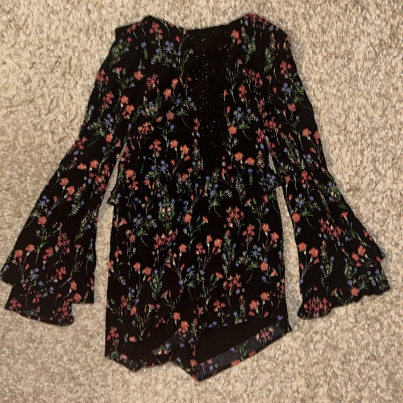 Honey Punch Flowy Long Sleeve Floral Romper - Picture 2 of 10